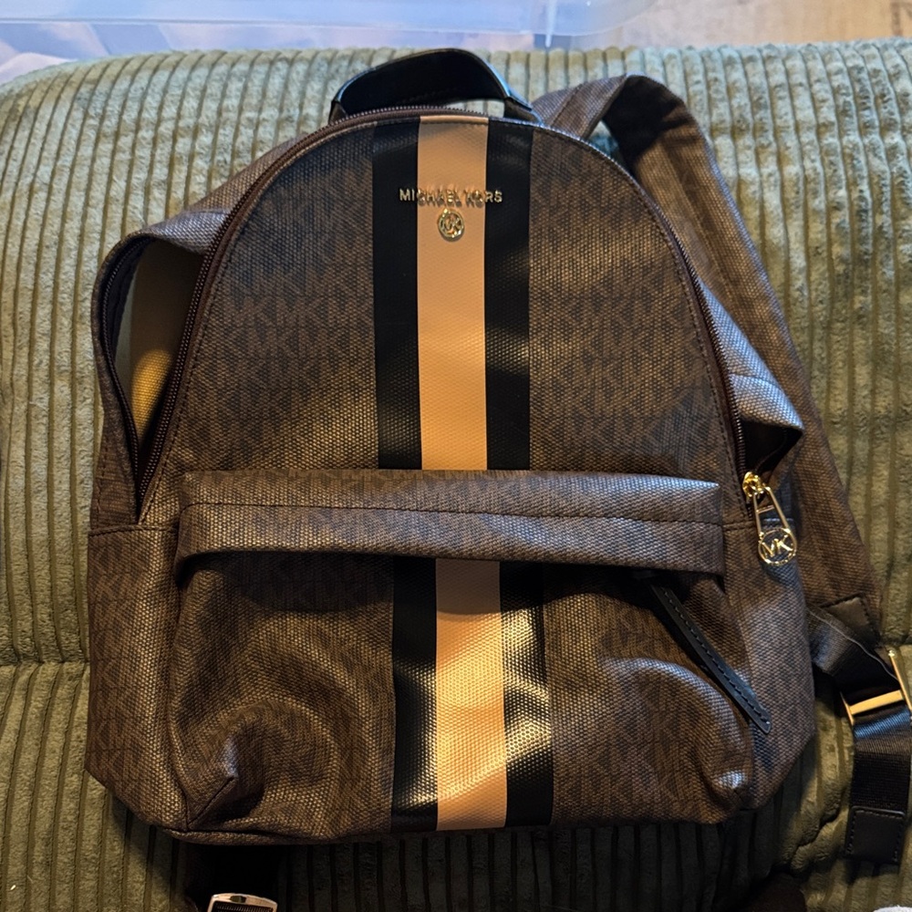 Michael Kors Backpack with Brown and Black Stripes